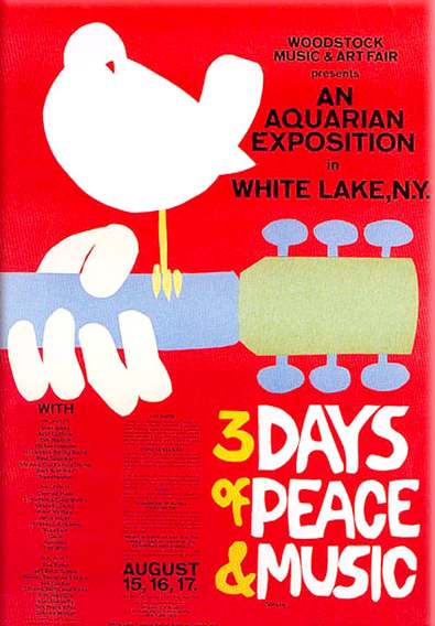 Woodstock music festival poster three days of peace